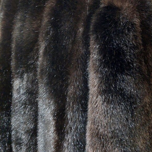 💥VINTAGE GLAM💥VTG 70s/80s LUXURY FAUX MINK FUR LONGLINE COAT in DARK BROWN - Picture 15 of 16